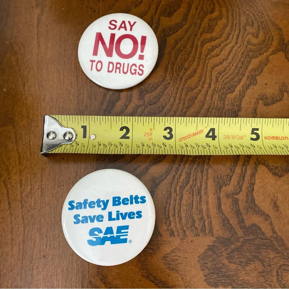 Say No To Drugs and Safety Belts Save Lives Button Pins